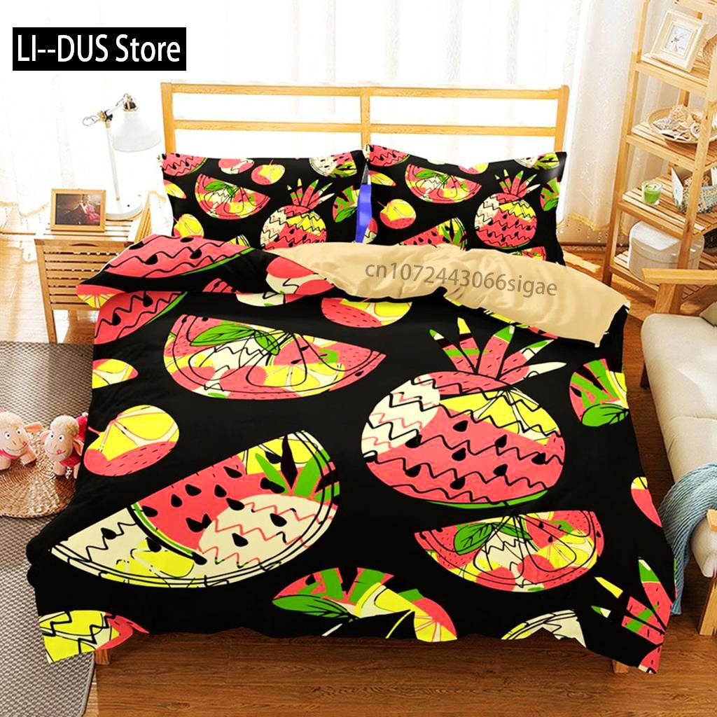 Set Copripiumino Ananas Misura Queen Microfibra Bambino Colorato Ananas Set Biancheria da Letto Singolo Tema Frutta Hello Summer Copripiumino
