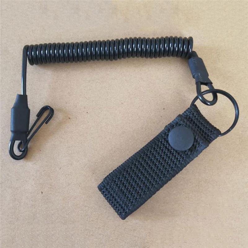 Elastic Lanyard Rope Tactical Anti-lost Spring Safety Strap Gun Rope For Key Ring Chain Flashlight Hunting Accessories