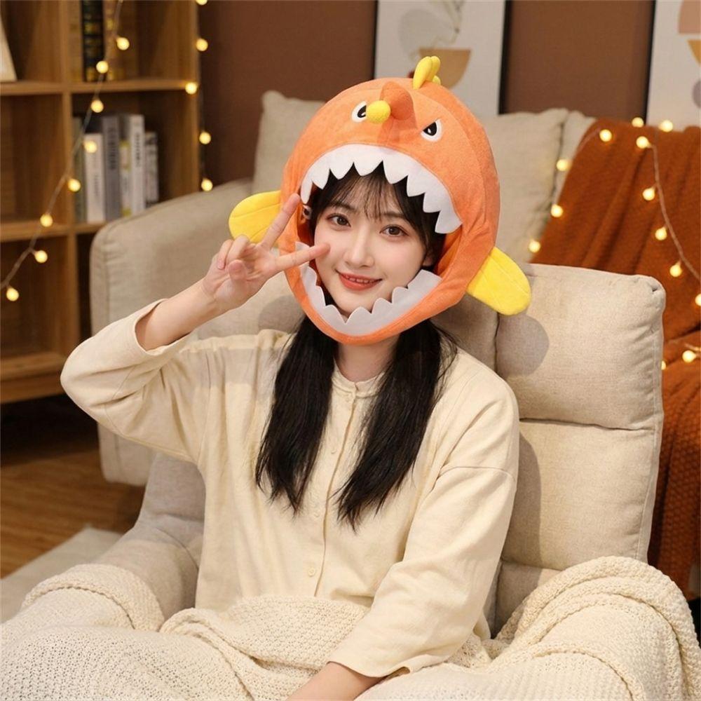 Soft Skin-friendly Plush Anglerfish Hat Cotton Filled Fish Headwear Party Photo Prop Hat Fantasia