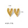 Stainless Steel Hammer Wrinkles Love Heart Stud Earrings For Women Gold Color Fashion Ear Jewelry Birthday Party Gifts New In