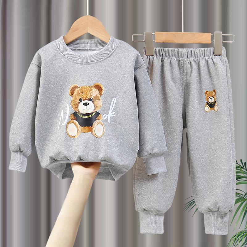 2025 Frühling Koreanischer Stil Kinder Sweatshirt & Hosen Set - Trendiges Langarm für Jungen & Mädchen 80cm white