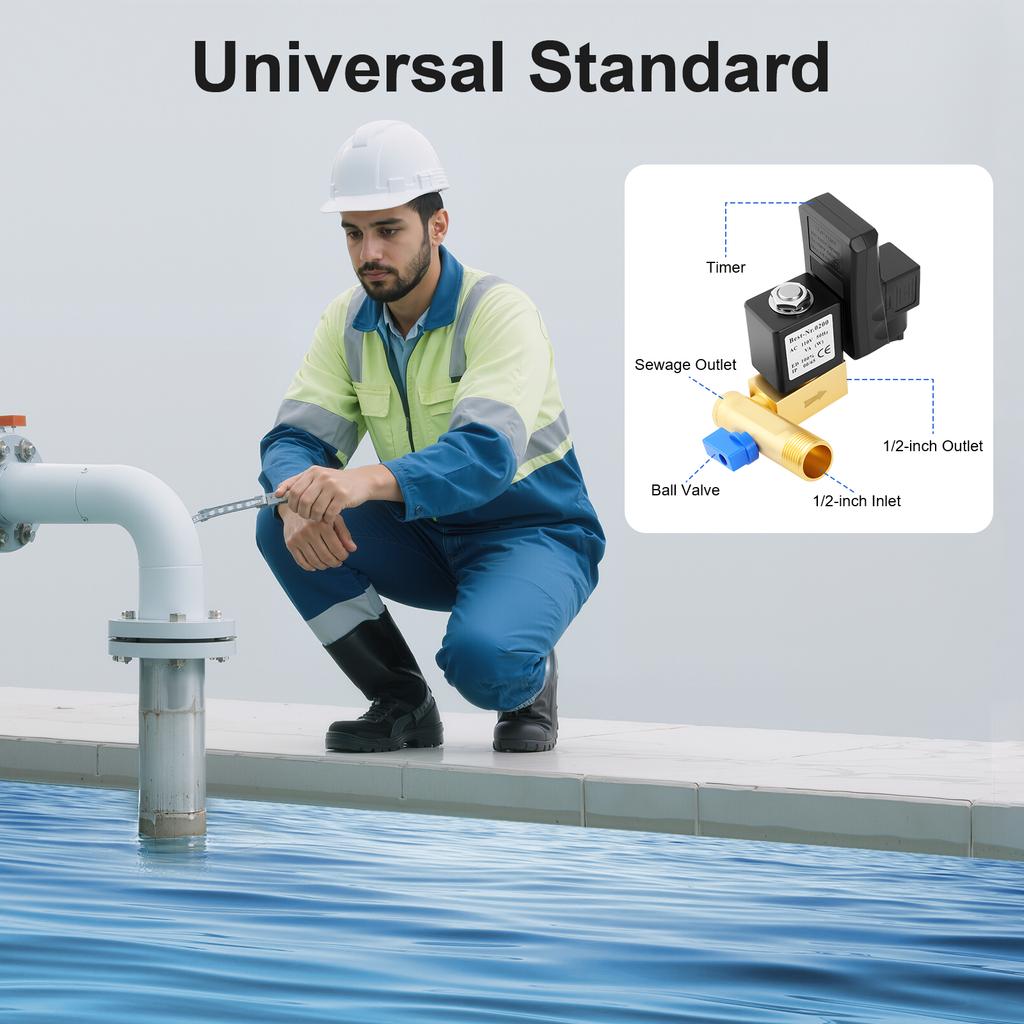 AC110V1/2''Electronic Automatic Tank Drain for Air Compressors 2Way Adjustable Timed Air Compressor Tank(with Power Cable)