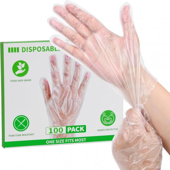 BYMORE Disposable Plastic Gloves Bulk, Clear Food Handling Service Gloves for Kitchen Food Prep Food Service Food Handling
