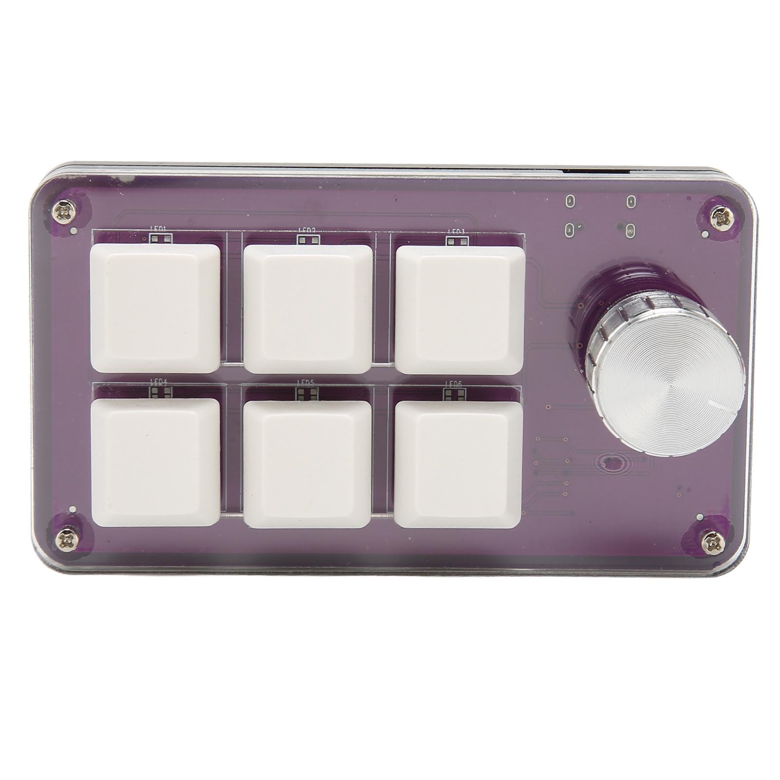 

Программируемая клавиатура типа C, 6 клавиш, 1 ручка, синий переключатель, механическая функция памяти, мини-клавиатура для