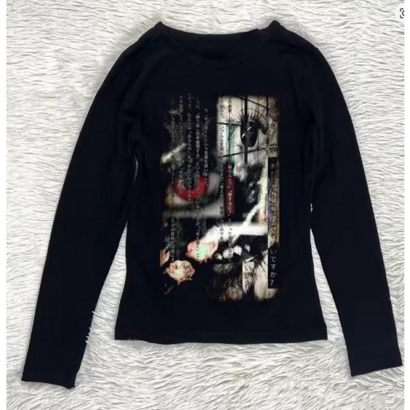 Unisex Vintage Streetwear Long Sleeve T-Shirt With 3D Digital Print Loose Fit Casual Tee Daily Wear