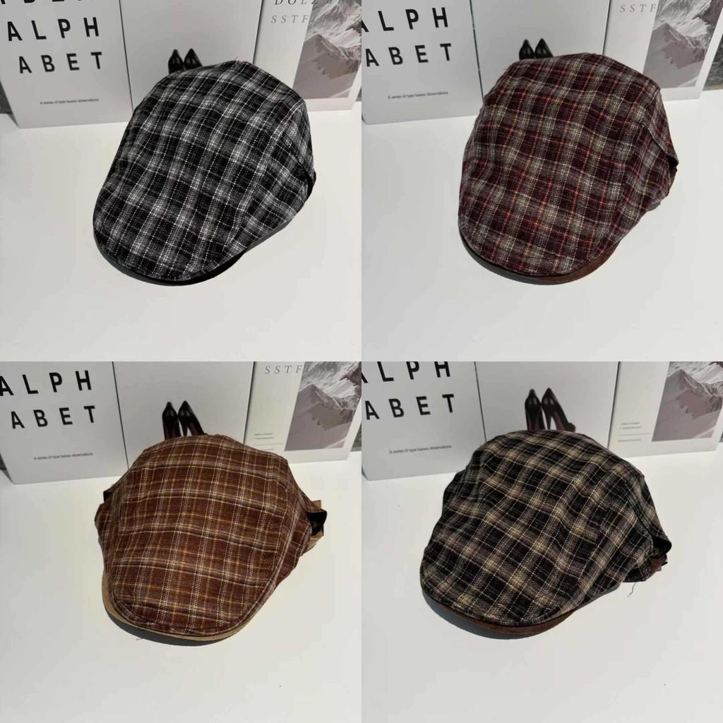 Flat Plaid Vintage Cap Breathable Polyester Beret For Casual And Office Wear