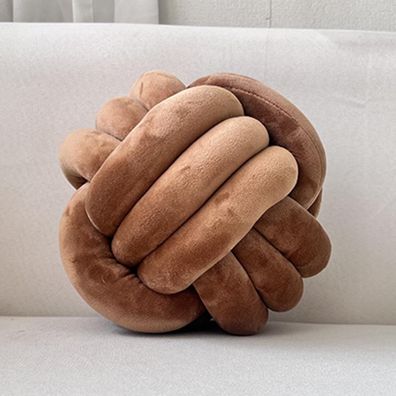 Ins Nordic Hand-woven Three-strand Rope Knotted Ball Pillow Creative Children's Living Room Bedroom Pillow