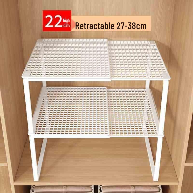 Expandable Wardrobe and Kitchen Organizer: Layered Shelves, Closet Dividers, Shoe Rack, and Gadget Storage