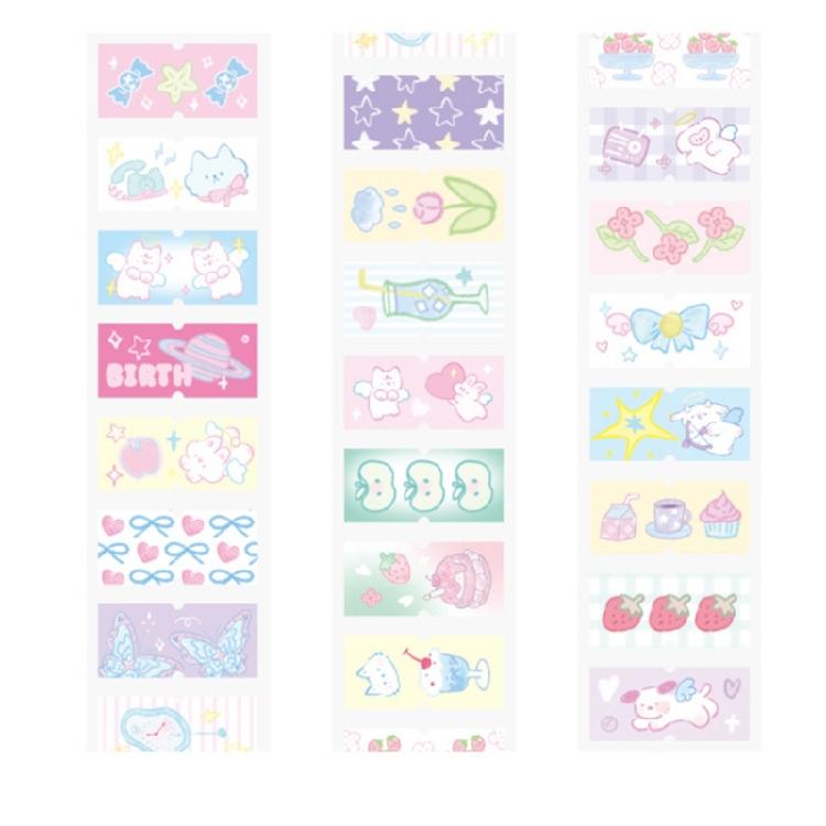 Scrapbooking Decorative Tape Glittering Cutout Tape Pre-cut Cartoon Sticker Roll For Journal Notebook Seal Envelope Card
