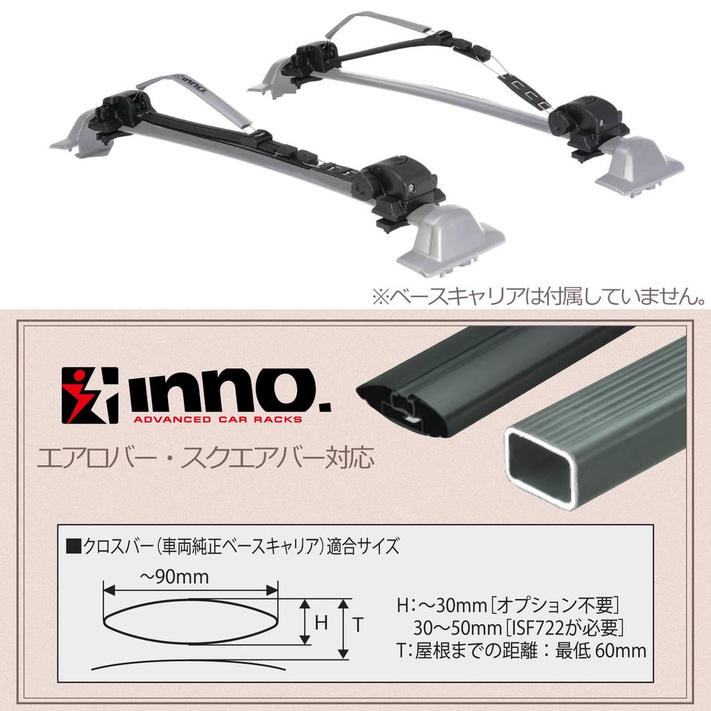 Carmate Inno Roof Carrier with Locking Wire Ratchet for Kayak Black INA445JP,