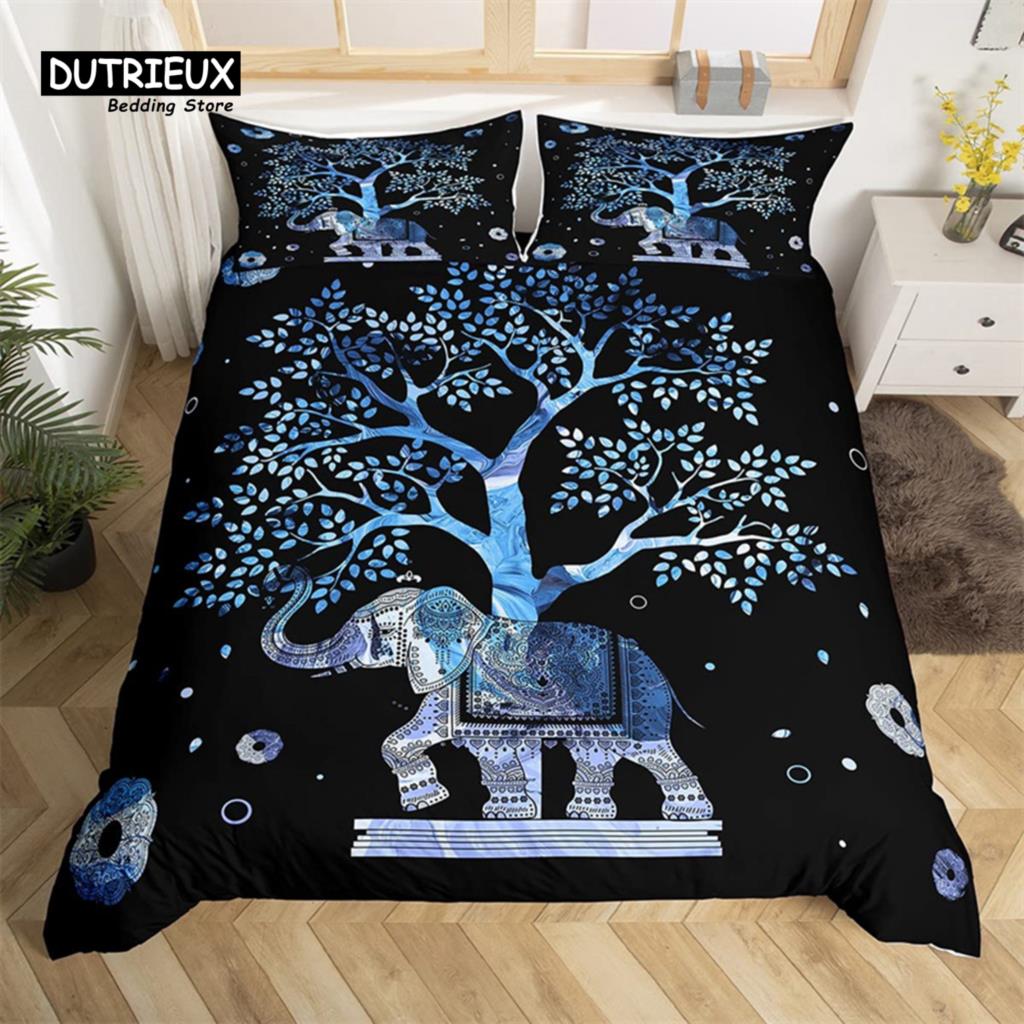 Comforter Elephant Feather Bohemian Mandala Bedding Set Single Twin King Microfiber Exotic Animal Tree Of Life Comforter