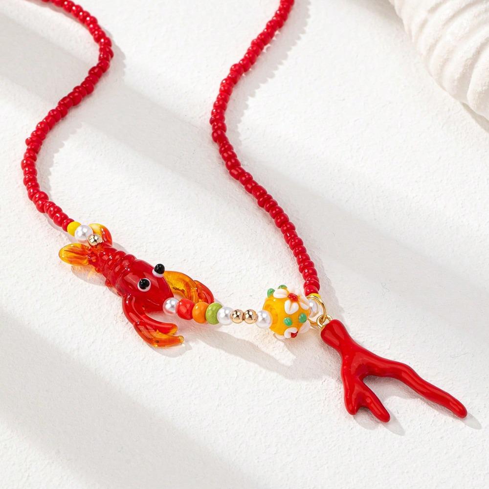 Ethnic Style Conch Fish Pendant Necklace Flower Ocean Series Necklace Nylon Rope Necklace  Women