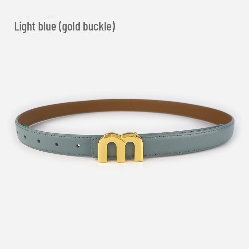 M Letter Genuine Leather Women's Belt - Versatile for Casual Pants, Skirts, and Jeans