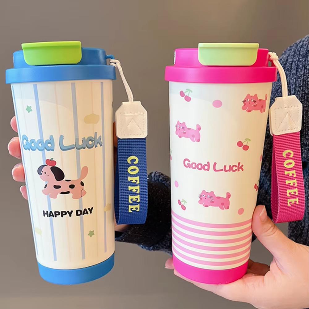 Leak-Proof Stainless Steel Mug Cartoon Pattern Coffee Cup Cute Thermal Mug  Hiking