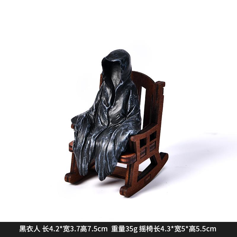 

Halloween witch ghost rocking chair cute handmade ornament desktop ghost man in black car resin ornament