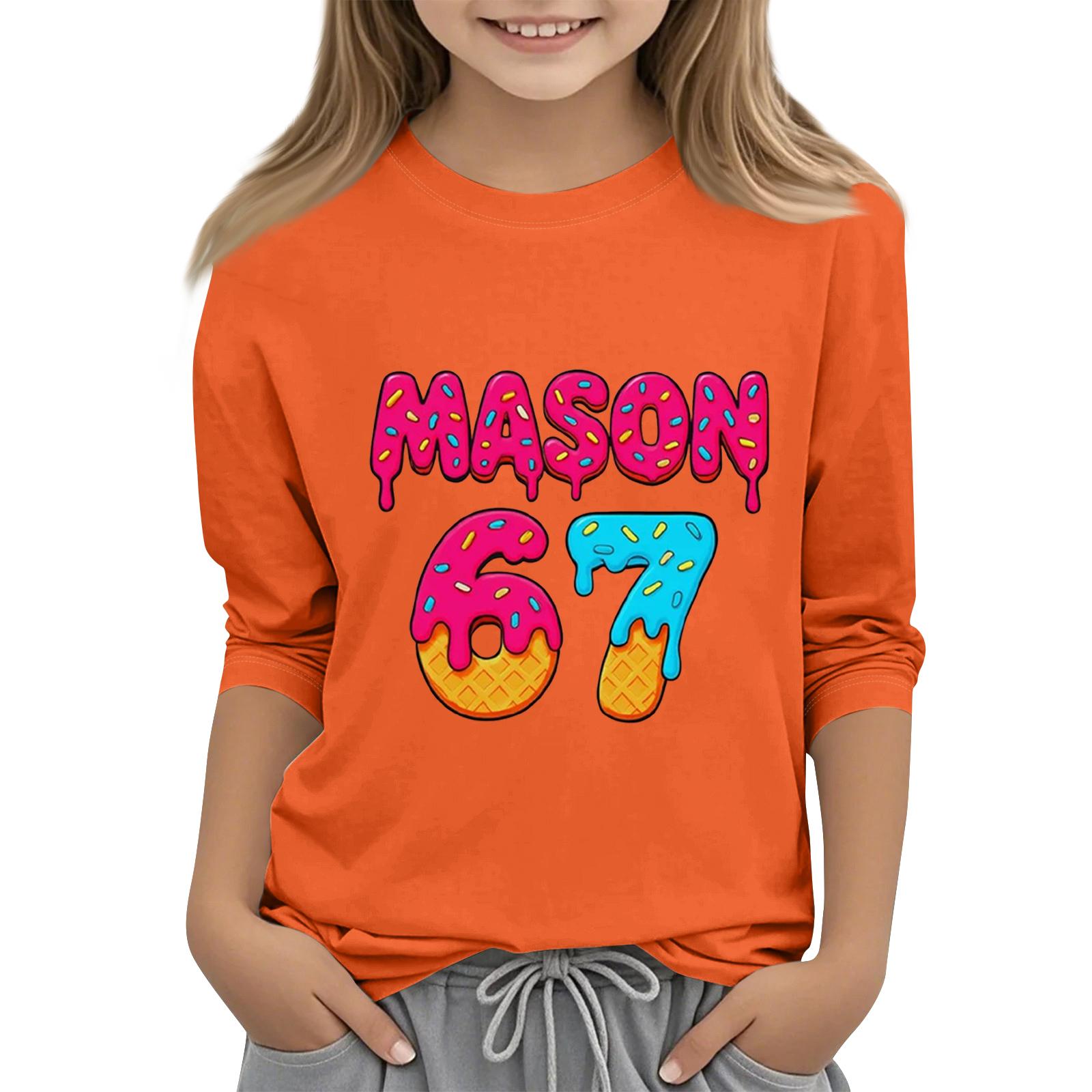 

Children s Fashion Three-Quarter Sleeve Round Neck Printed Casual T-Shirt Top 140 шафрановый