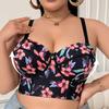 European and American Plus-size Underwear for Women Large Breasts Are Small Anti-sagging Gathered Fashionable Patterned Detachable Shoulder Straps Bra
