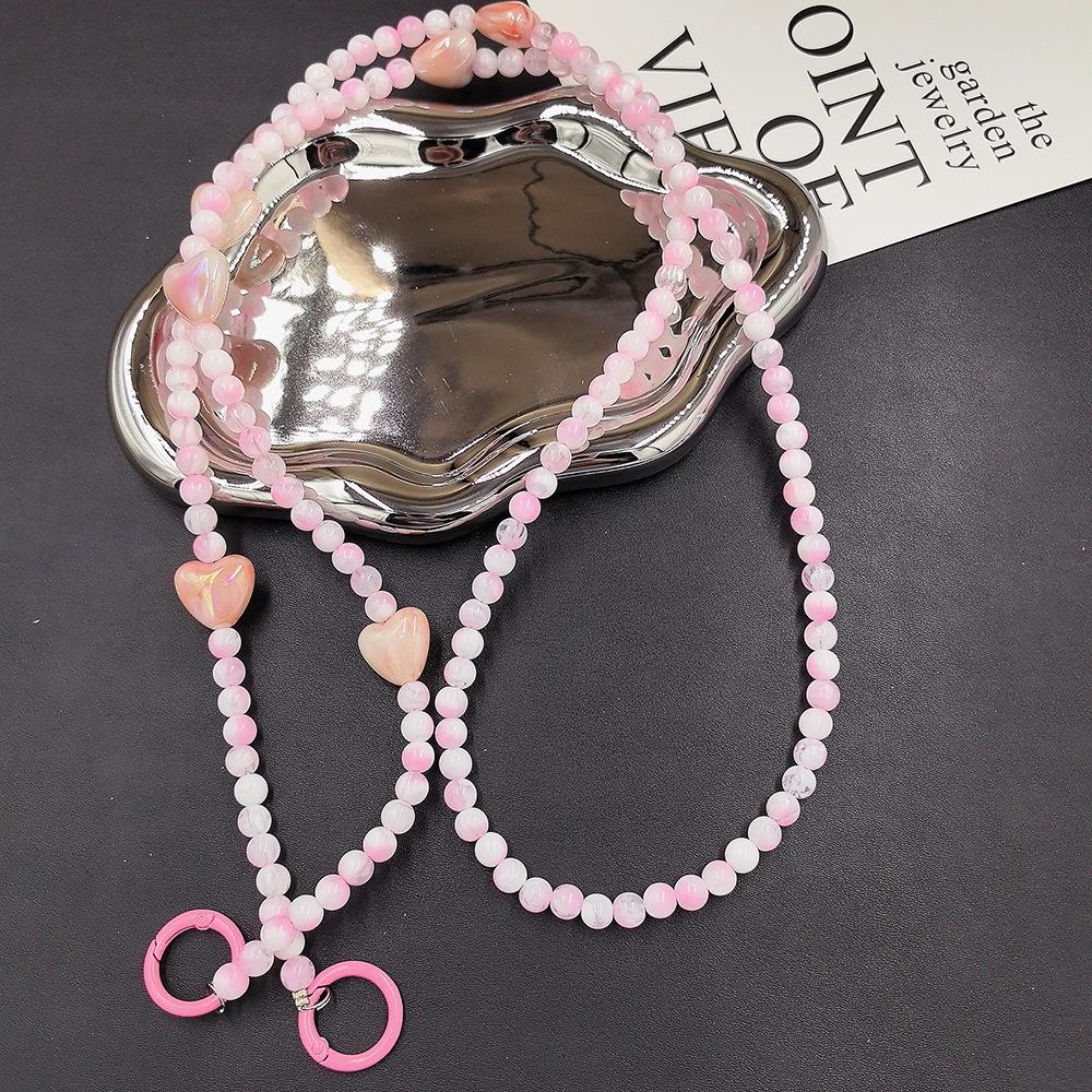 Beaded Love Crossbody Chain Phone Lanyard: Stylish Gift for Women with Pearl Pendant. Perfect for Keeping Your Phone Close At Hand!