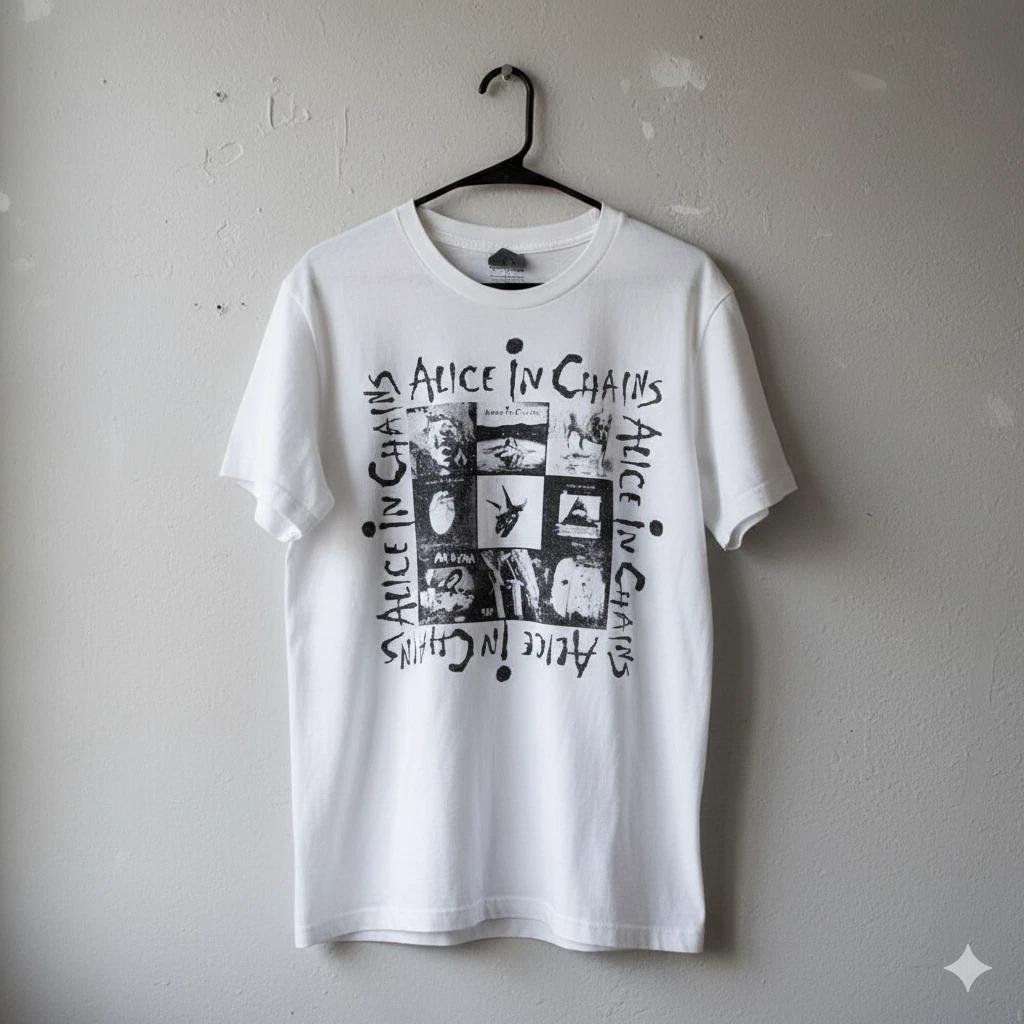 Alice in Chains Album Art Graphic T-Shirt Rock Band Tee White - T905 L