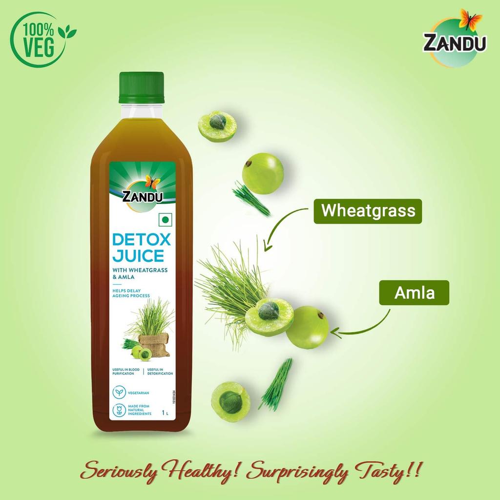 Zandu Detox Juice 1 L Pack of 1 | Natural Ayurvedic Body Detox Drink Rich in Vitamin C