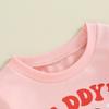 Baby Girls Valentine's Day Romper Long Sleeve Crew Neck Heart Letter Print Sweatshirt Romper  