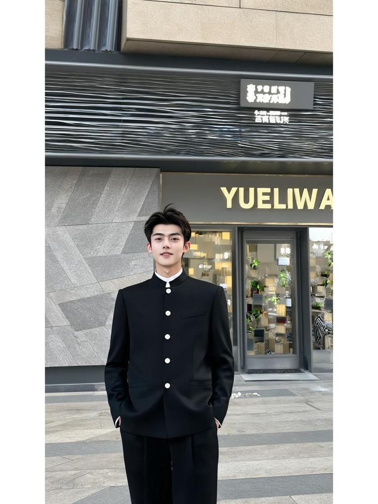 Men's Slim Fit Chinese Stand-Up Collar Zhongshan Suit - Groom Tuxedo, Four Seasons Style