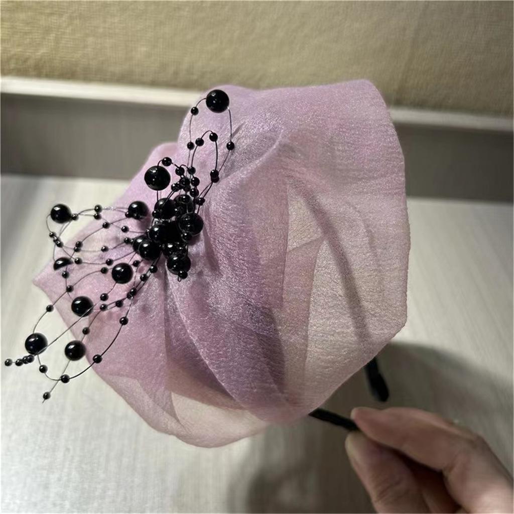 Half Caps Crepe Ruffle Hairhoop for Women French Headband 1920s Fascinator Hat Evening Dresses Hat for Formal Occasion
