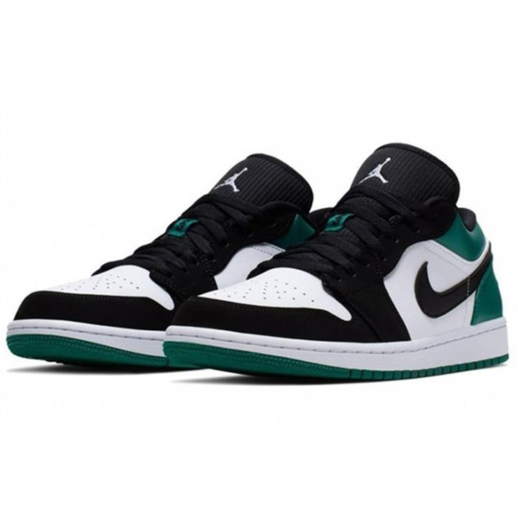 Air Jordan 1 Low Mystic Green Sneakers Unisex Biało-Czarno-Mistycznie-Zielone 553558-113