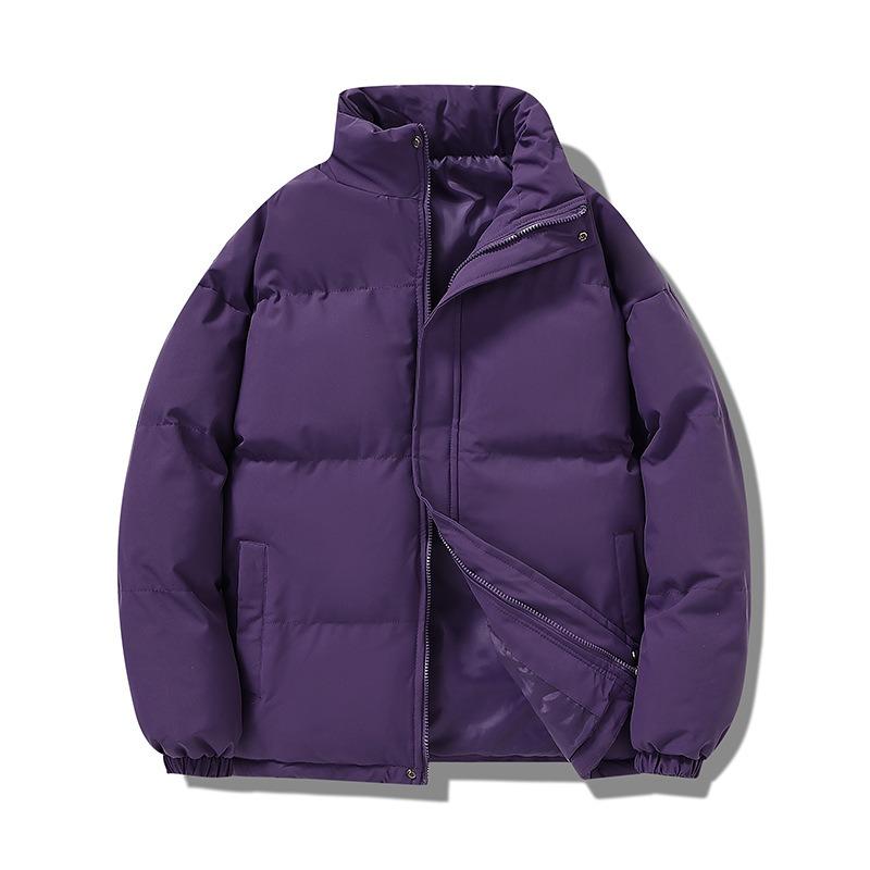 

Зимняя новая пара простая стойка воротник хлопковая одежда мужская повседневная хлопковая одежда утолщенная холодостойкая теплая хлебная одежда женская 5XL фиолетовый