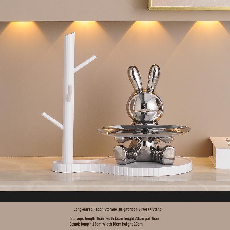 High-End Entrance Display Shelf with Key Storage and Shoe Cabinet - Featuring Violent Bear Ornaments