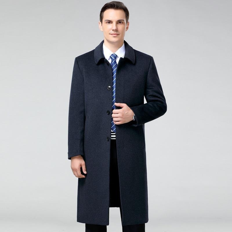 

Cashmere coat men s middle-aged and elderly woolen coat winter knee-length men s wool windbreaker thickened warm top 195
