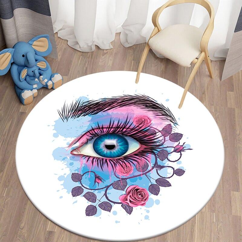 Black Cat Kawaii HD Printed Round Carpet for Living Room Rugs Camping Picnic Mats Flannel Anti-Slip Rug Yoga Mat Stranger Things