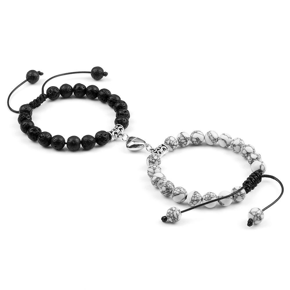 Magnetic Heart Bracelet Pair - Handmade Woven Design for Couples or Best Friends
