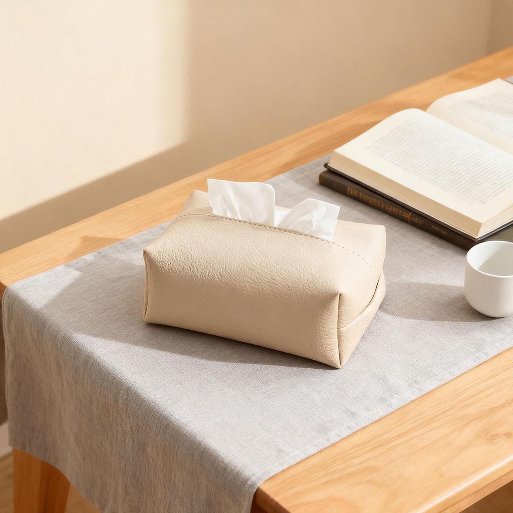 Tissue Box Leather Cover Luxury Napkin Case Holder Organizer for Living Room Kitchen Hotel Bedroom Decor
