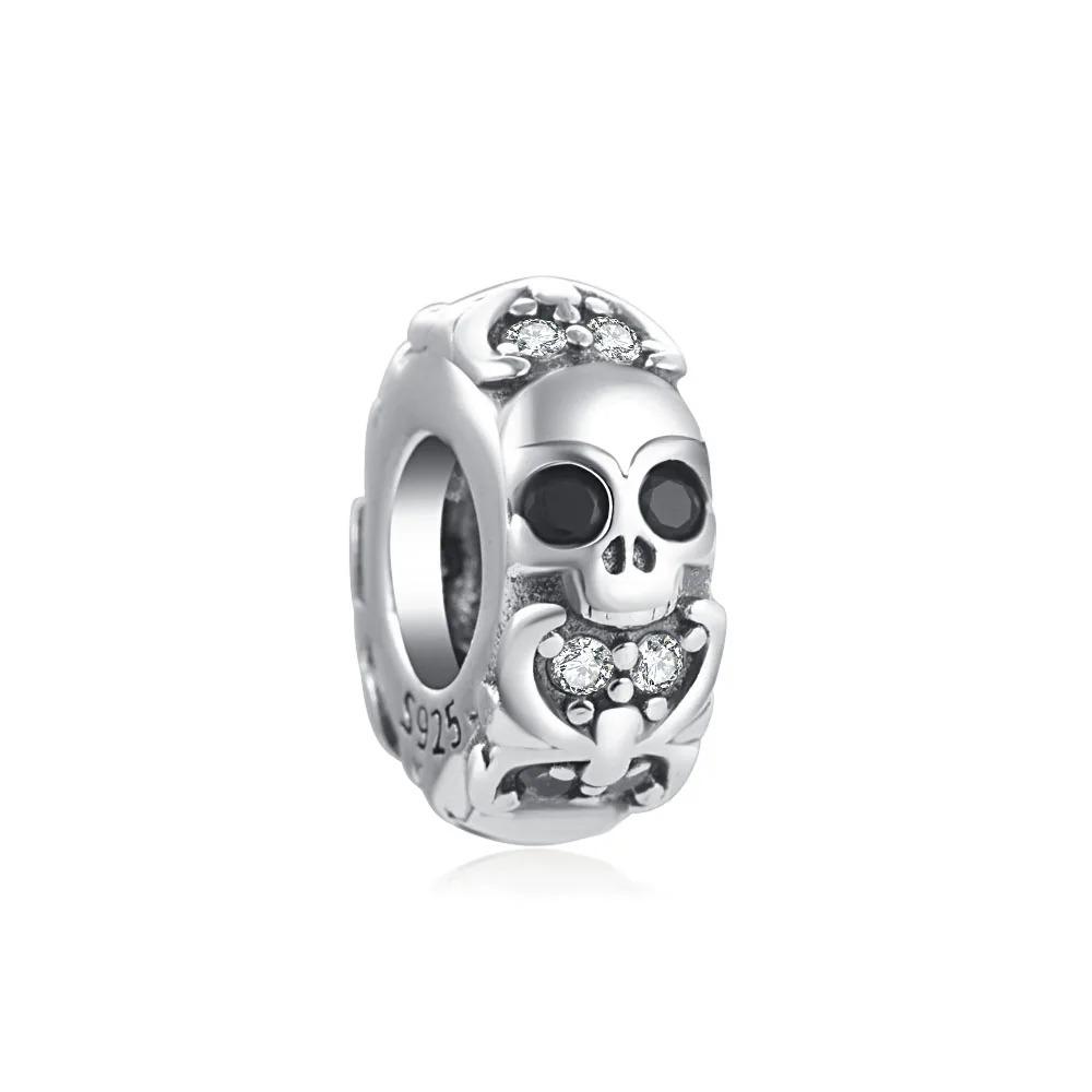 New Shining Zircon Love Heart Spacer Bead 925Silver Pendant for DIY Bracelet Flower Charm Women Jewelry Making