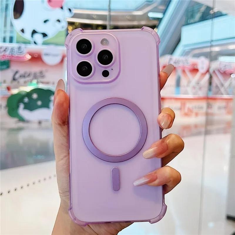 Airbag Soft Silicone Wireless Charging Shockproof Case For XIAOMI Redmi 15 4G 5G Translucent Magnetic Cover Phone Bumper Shell