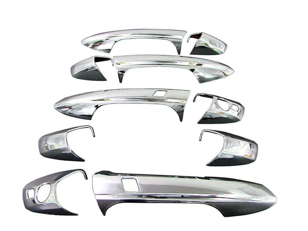 BRIGHTZ Chrome Door Handle Covers and Knobs for Station Wagon W204 Set Fits C-Class (GLK-NOBU-A1B1C1) - A, C180, C200, C250, Lorinser, BRABUS,