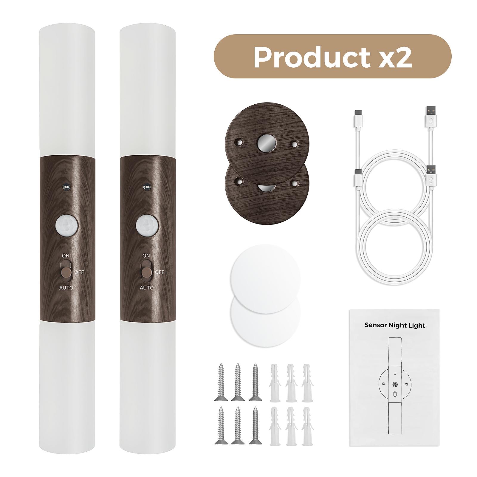 

2 шт. датчик движения индукционный ночник для помещений, USB перезаряжаемый деревянный светодиодный настенный светильник 700 мАч для спальни прихожей лестницы USB Plug