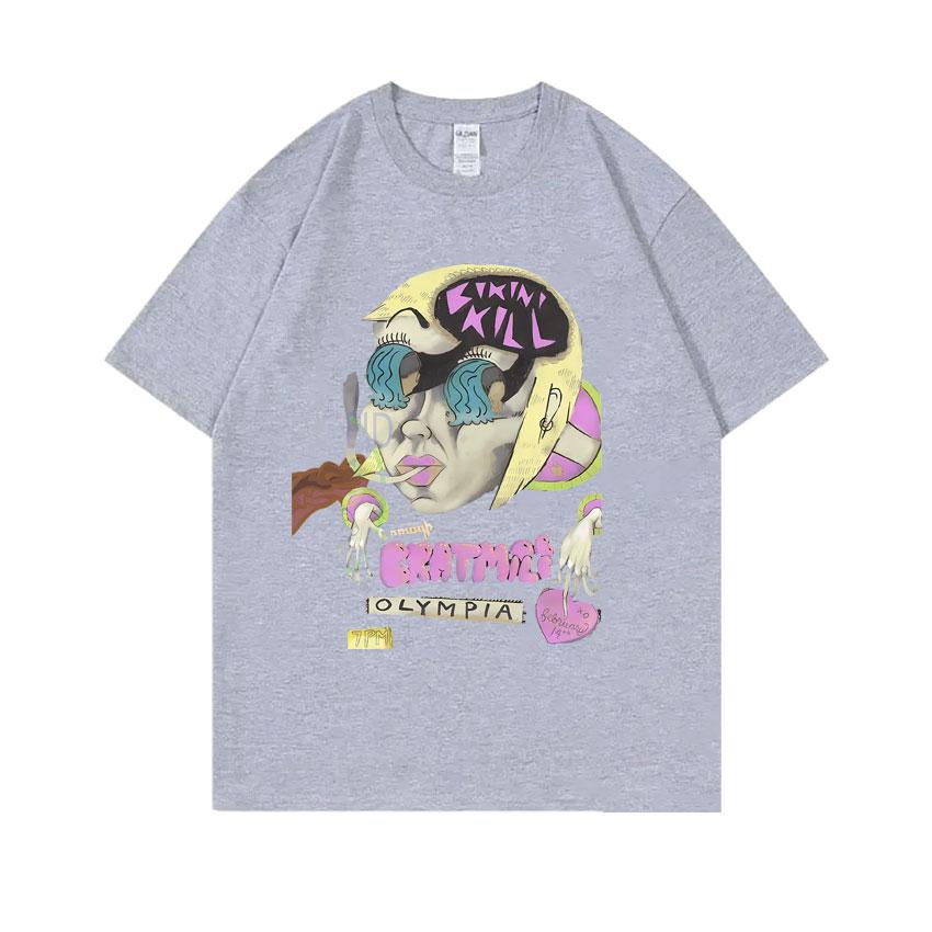 Punk Rock Band Bikini Kill Bratmobile Olympia Tour T Shirts Riot Grrrl Kathleen Hanna Tshirt Unisex Women Casual Oversized Tshirt