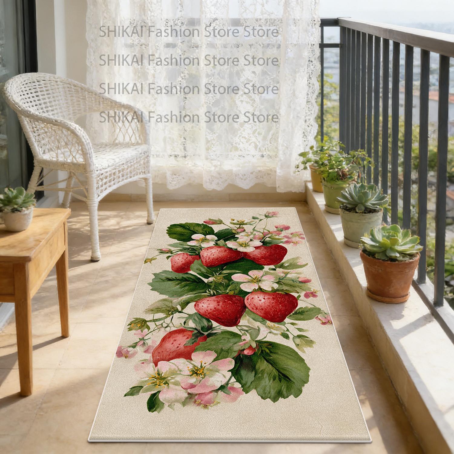 

French Pastoral Fresh Style Washable Bedside Rug Decoration Terrace Easy Clean Soft Carpet Easy Clean Short Velvet Cute Foot Mat 60x160cm