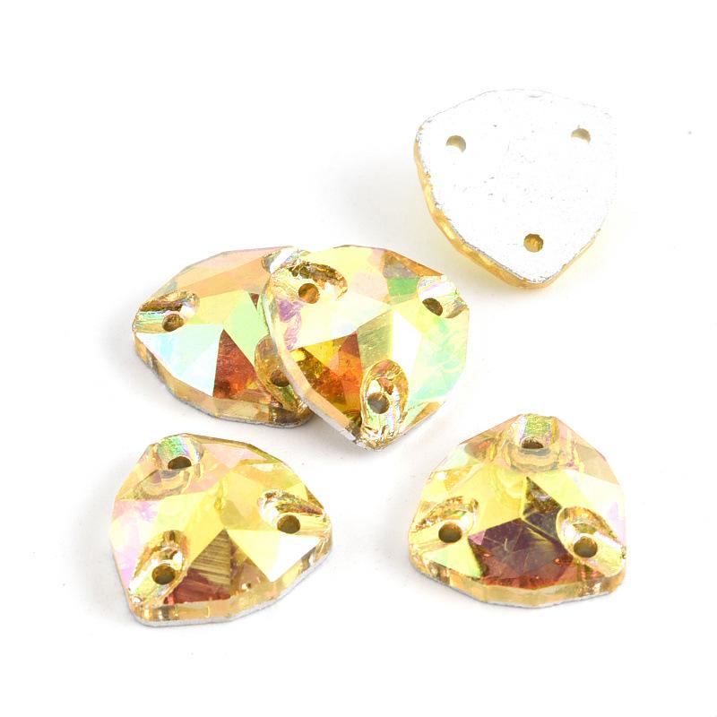 Glass Fat Triangular Flat Bottom Hand Sewn Drill, Neon Fluorescent Flat Buckle Rhinestone Jewelry Accessories Diy Clothing Accessories Sticker Drill