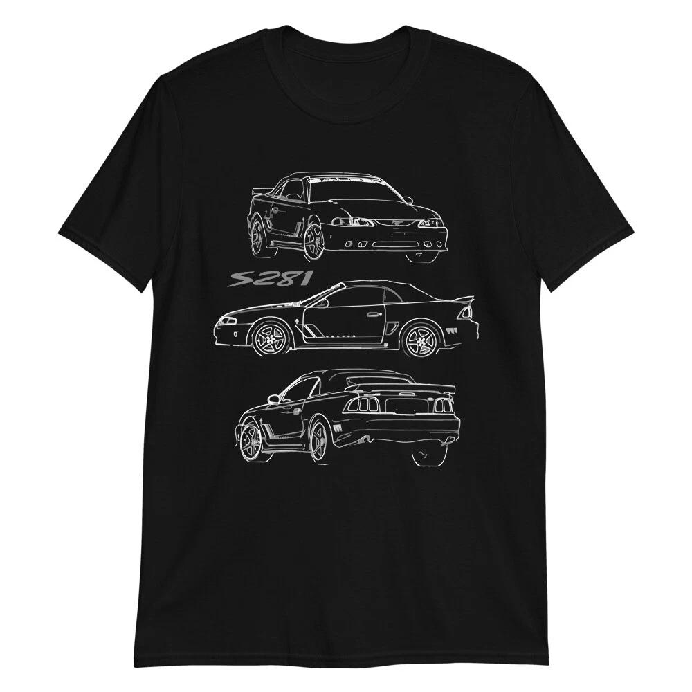 1996 Mustang S281 Convertible Rare Collector Car Outline Art T-Shirt M