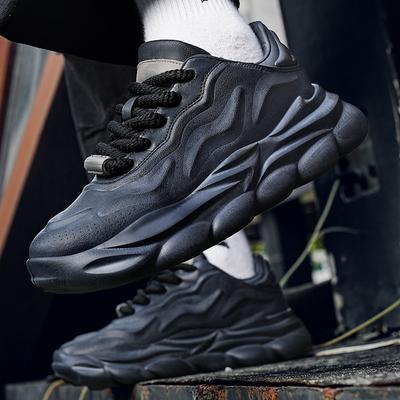 Men's Shoes Autumn Thick-soled Cushioning Retro Old Dirty Shoes Dad Shoes Outdoor Leather Waterproof Casual Sports Trendy Shoes