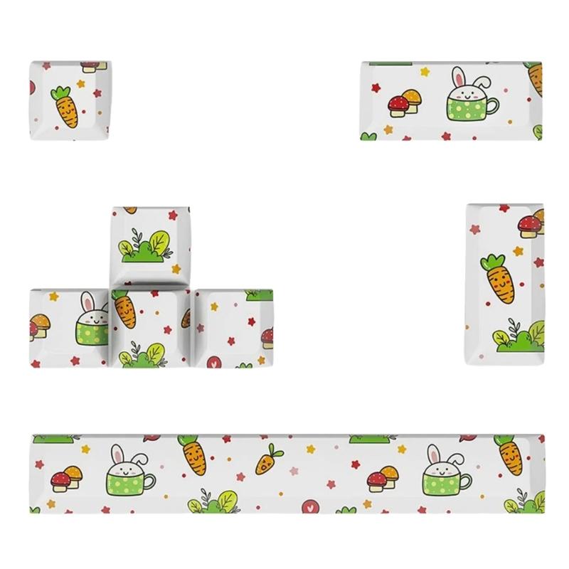 8Pcs DIY Personalizeds Keycaps 5Side Dyes-SUB 6.25u Space Bar Original Profile for Gaming Mechanical Keyboards