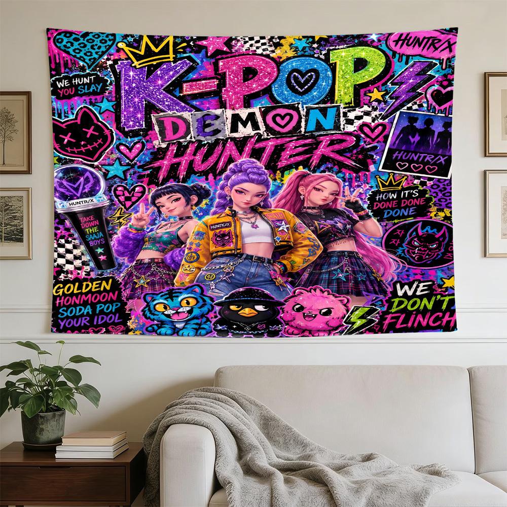Huntrx Cyberpunk Fashion Clear Pattern Tapestry, Wall Decor for Apartment, Studio and Photoshoot Backdrop,Perfect Gift