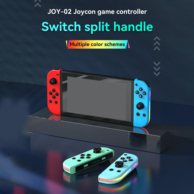 Joypad para interruptor RGB luz de despertar vibração brilho controlador esquerda e direita bluetooth-compatível gamepad para