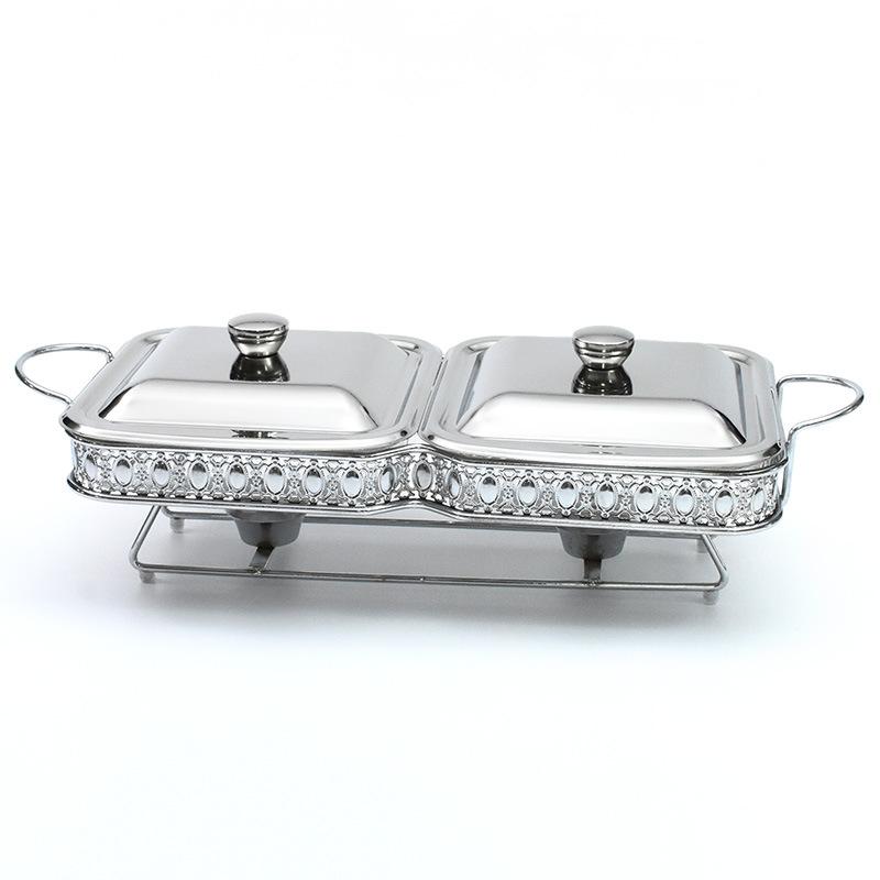 Rectangular Glass Alcohol Stove 1.8L Double-connected Food Heating Container Restaurant Daily Alcohol Pot