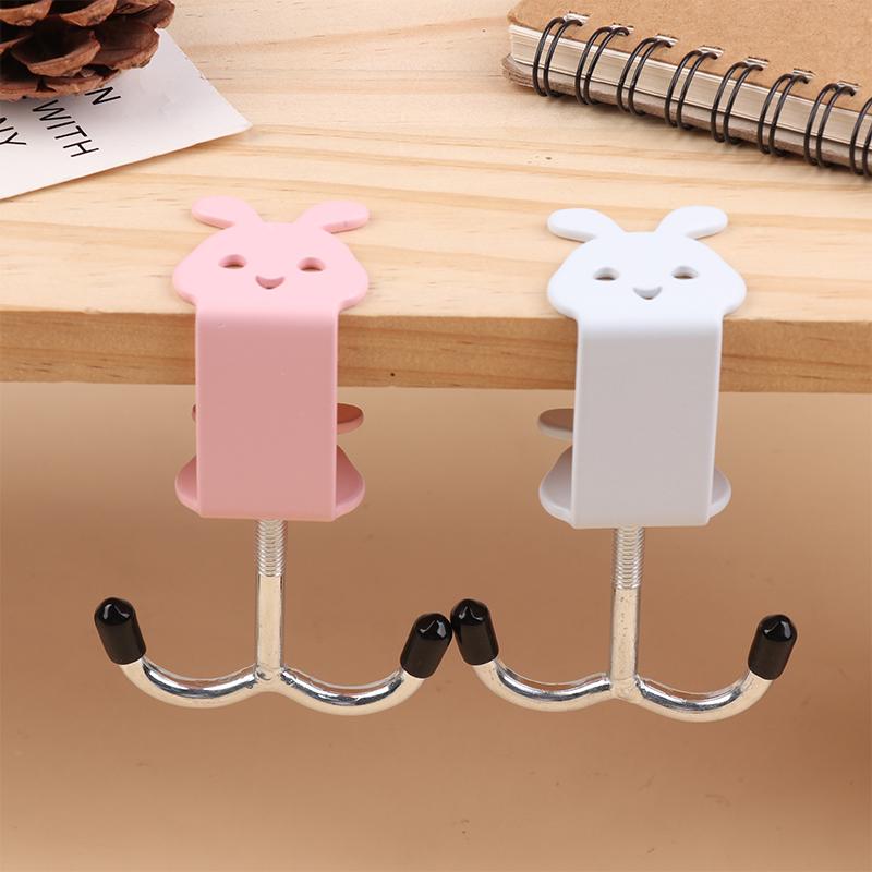 Cute Rabbit Desk Bag Hook Table Side Hanging Hook Adjustable Storage Hooks Headphone Backpack Desk Hanger Punch-Free