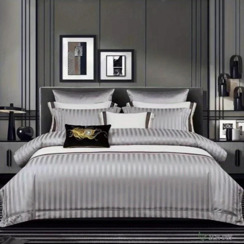 Luxury Striped Duvet Cover Set - 2/3 Piece  Bedding  All-Season Comfort Includes Duvet Cover And Pillowcases (No Insert)