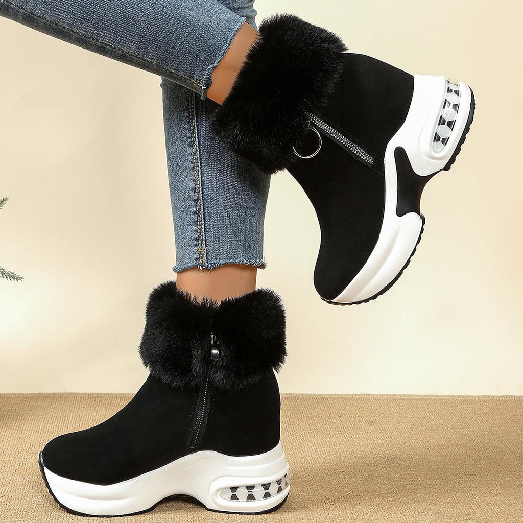 35-43 Plus Size Shoes for Women Winter Fashion Short Plush Warm Round Toe Comfortable Non-slip Platform Wedges Ankle Snow Boots